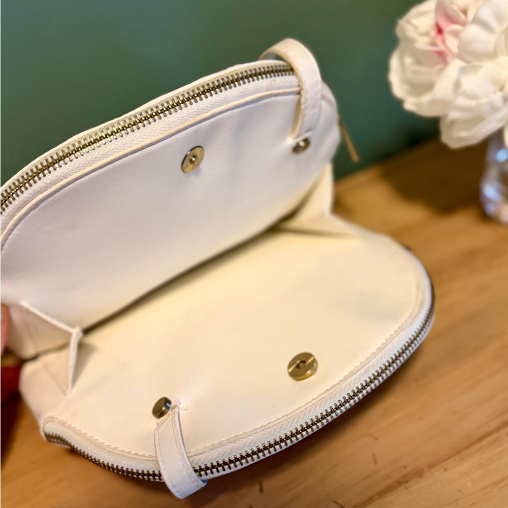 Anthropologie Crossbody White Woven Leather Purse with Adjustable Strap - Picture 3 of 14